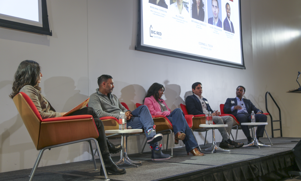 Mariana Ferreira leads a Venture Capital Panel at the 2025 Student Startup Showcase in NYC.