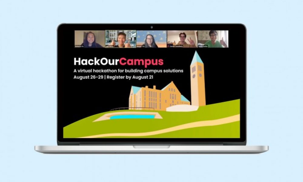 Organizers of HackOurCampus during a meeting on Zoom.