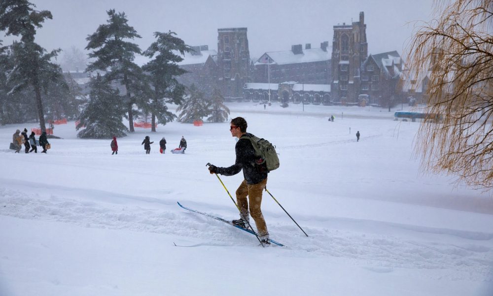 skiing on campus